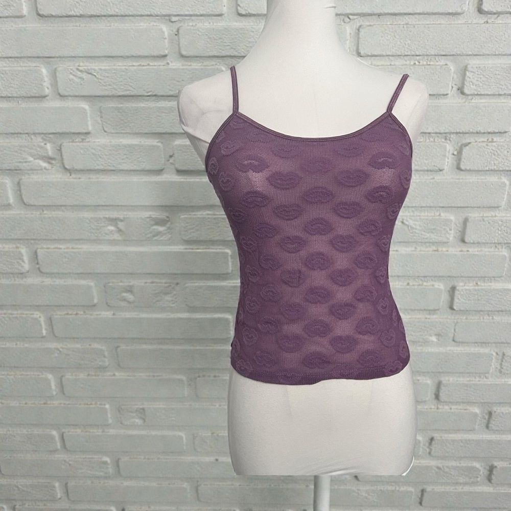 Sheer Purple Mesh Camisole • Y2K Fairycore Lingerie Top • Adjustable Straps M